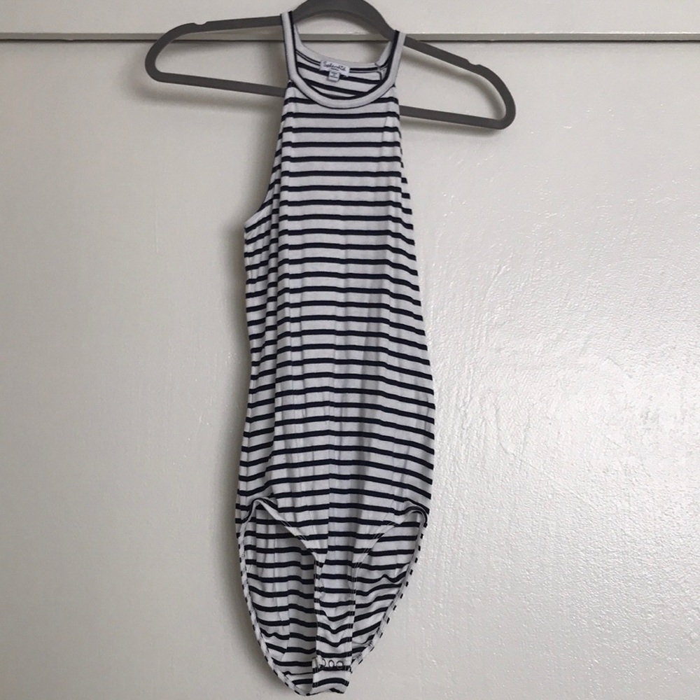 Splendid navy & white striped halter bodysuit